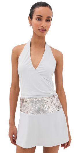 Runaway the Label Runaway the Label Rumi Faux Wrap Halter Mini Dress Ash