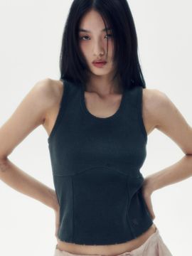 runningHIGH WASHED RACERBACK TOP [CHARCOAL]