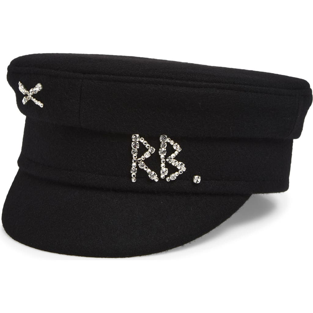 Ruslan Baginskiy Ruslan Baginskiy Crystal Embellished Wool Baker Boy Cap