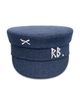 Ruslan Baginskiy Ruslan Baginskiy Embellished Navy Blue Baker Boy Cap - 3