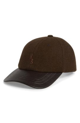 Ruslan Baginskiy Ruslan Baginskiy Hand Embroidered Wool Blend & Faux Leather Adjustable Baseball Cap