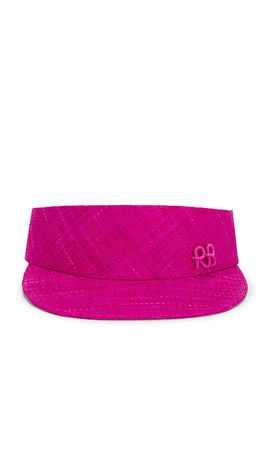 Ruslan Baginskiy Ruslan Baginskiy Monogram-embellished Straw Visor Hat