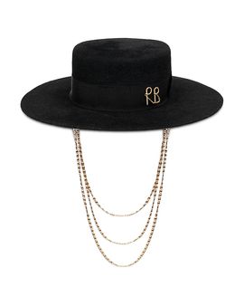 Ruslan Baginskiy Ruslan Baginskiy Monogram Embellished Canotier Hat