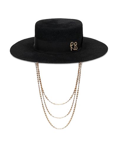 Ruslan Baginskiy Ruslan Baginskiy Monogram Embellished Canotier Hat