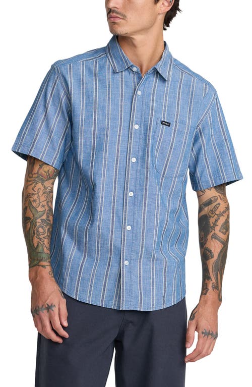 RVCA RVCA Denim Days Stripe Short Sleeve Button-Up Shirt
