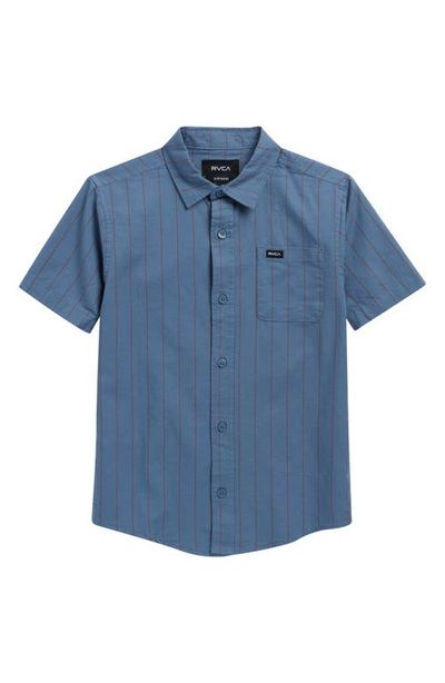 RVCA RVCA Kids' Stripe Short Sleeve Cotton Button-Up Shirt
