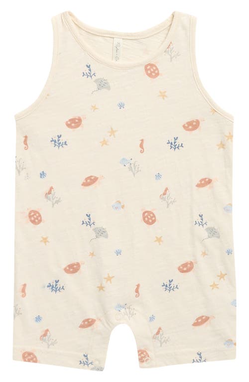 Rylee + Cru Rylee + Cru Aquatic Print Sleeveless Cotton Romper