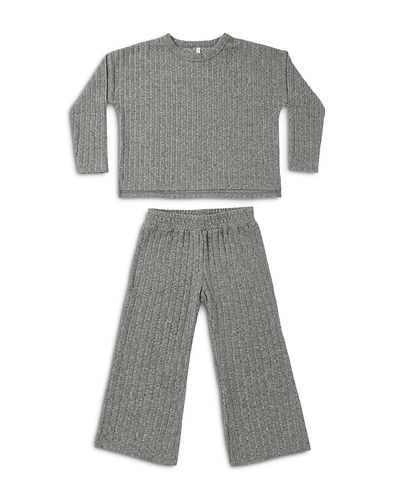 Rylee + Cru Rylee + Cru Girls' Cozy Rib Knit Tee & Wide Leg Pants Set