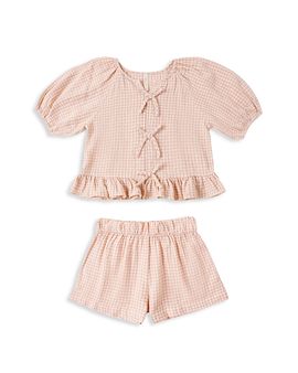 Rylee + Cru Rylee + Cru Girls' Juniper Gingham Peplum Top & Shorts Set