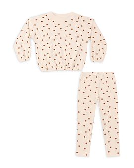 Rylee + Cru Rylee + Cru Girls' Spongey Knit Dots Cotton Blend Sweatshirt & Leggings Set