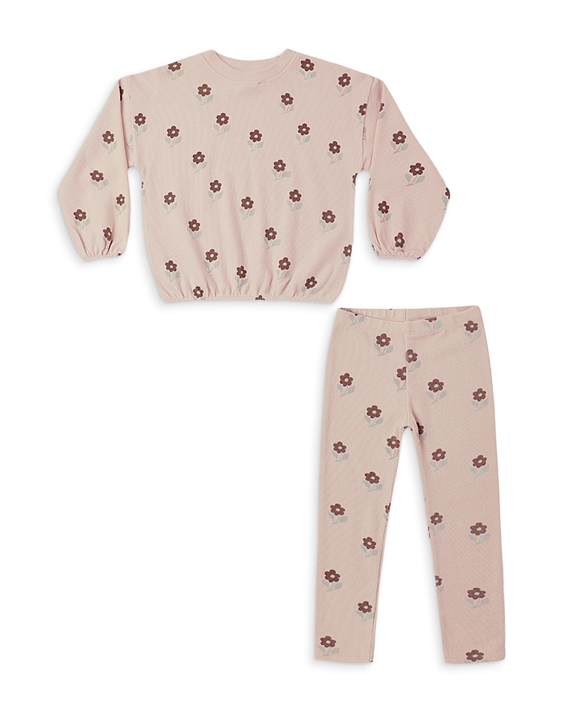Rylee + Cru Rylee + Cru Girls' Spongey Knit Petal Daisy Top & Pants Set