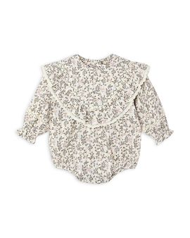 Rylee + Cru Rylee + Cru Girls' Winnie Printed Ruffled Long Sleeve Romper