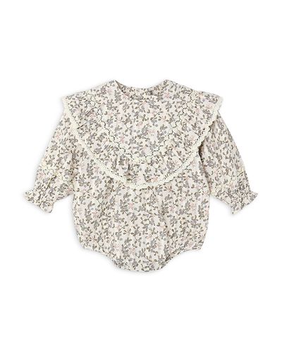 Rylee + Cru Rylee + Cru Girls' Winnie Printed Ruffled Long Sleeve Romper
