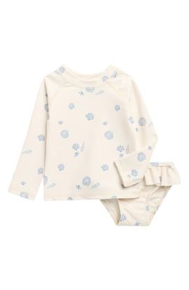 Rylee + Cru Rylee + Cru Seashells UPF 50+ Rashguard With Bottoms