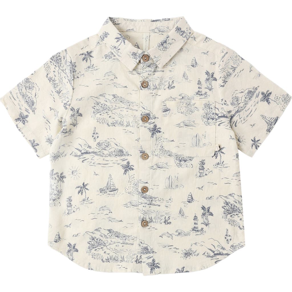 Rylee + Cru Rylee + Cru Short Sleeve Linen Blend Button-Up Shirt
