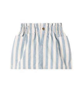 Rylee + Cru Rylee + Cru Striped gathered denim skirt