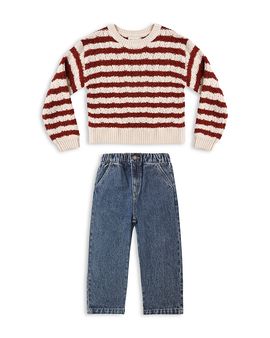 Rylee + Cru Rylee + Cru Unisex Ruby Stripe Sweater & Jeans Set