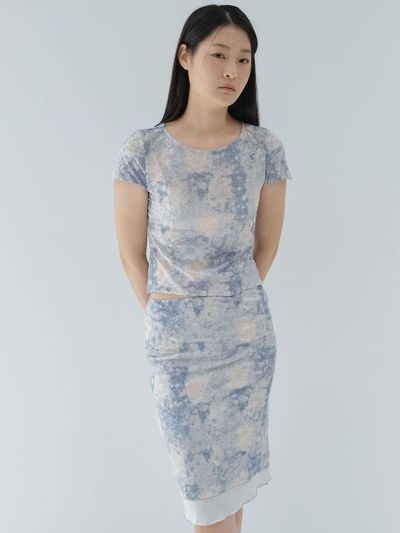 rysm Floral texture skirt - Blue