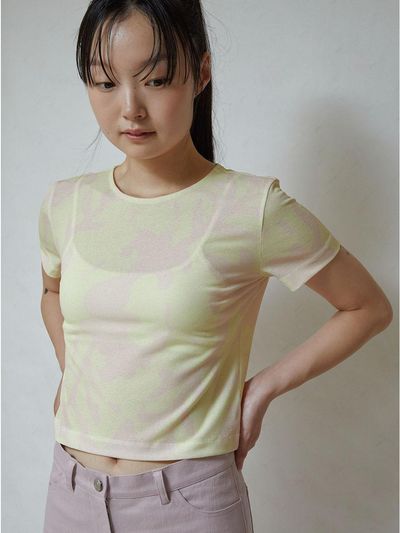 rysm Flower shadow t - shirt - Yellow