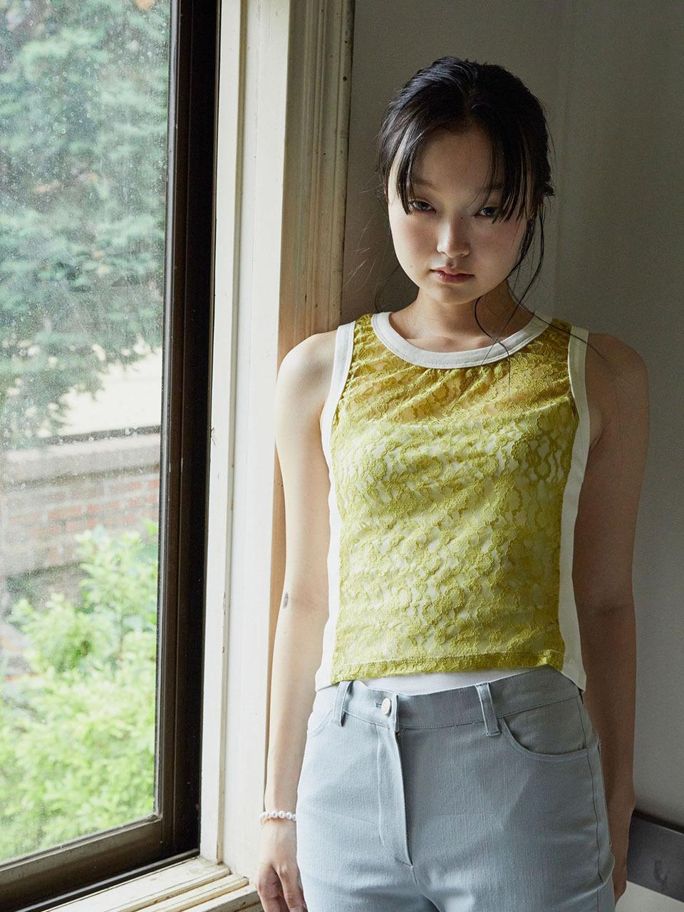 rysm Lace Sleeveless top - Olive