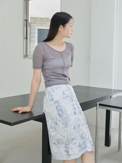 rysm Shimmer texture midi skirt - Blue