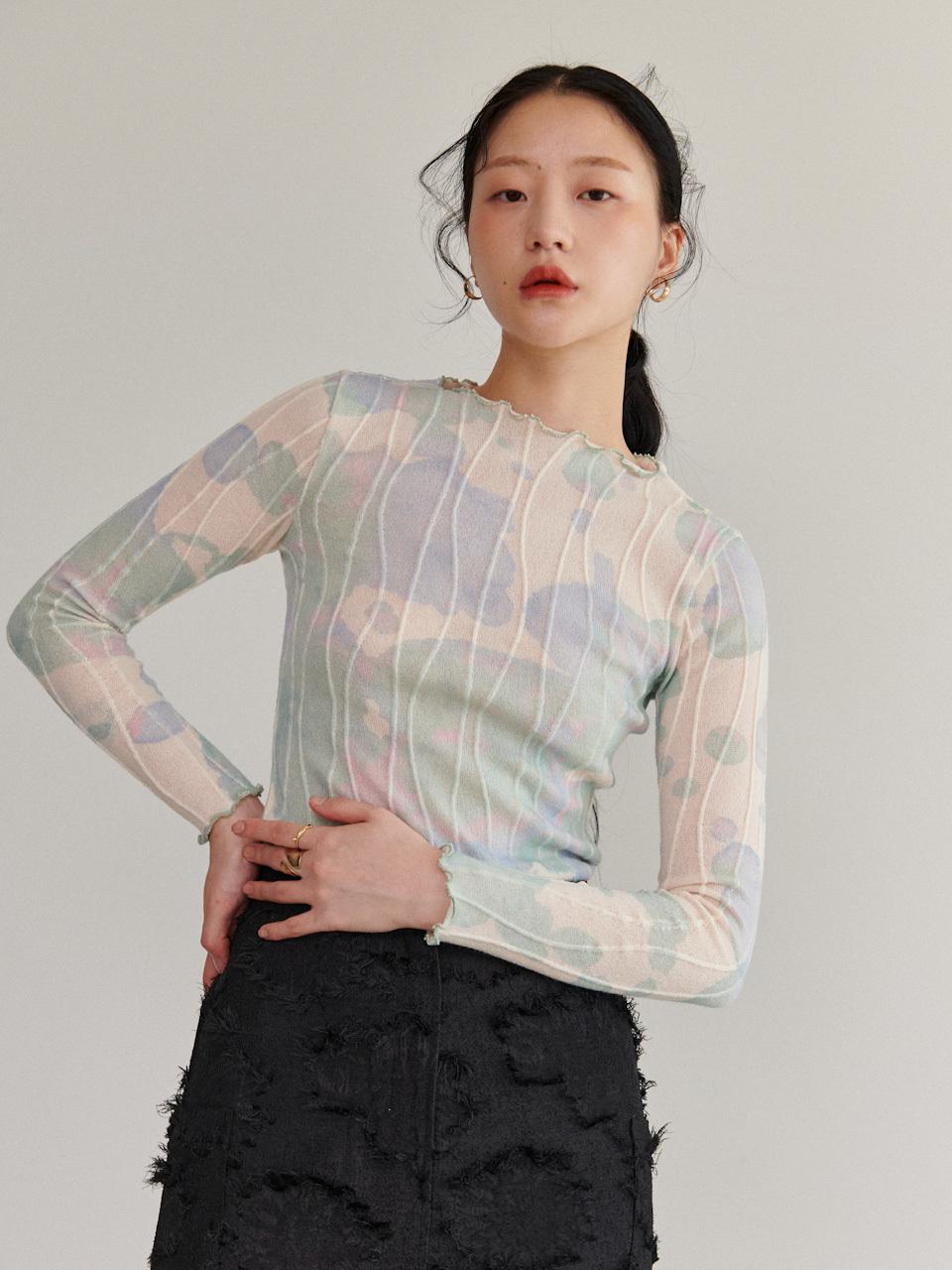rysm Stain - graphed knit t shirts - Blue Green