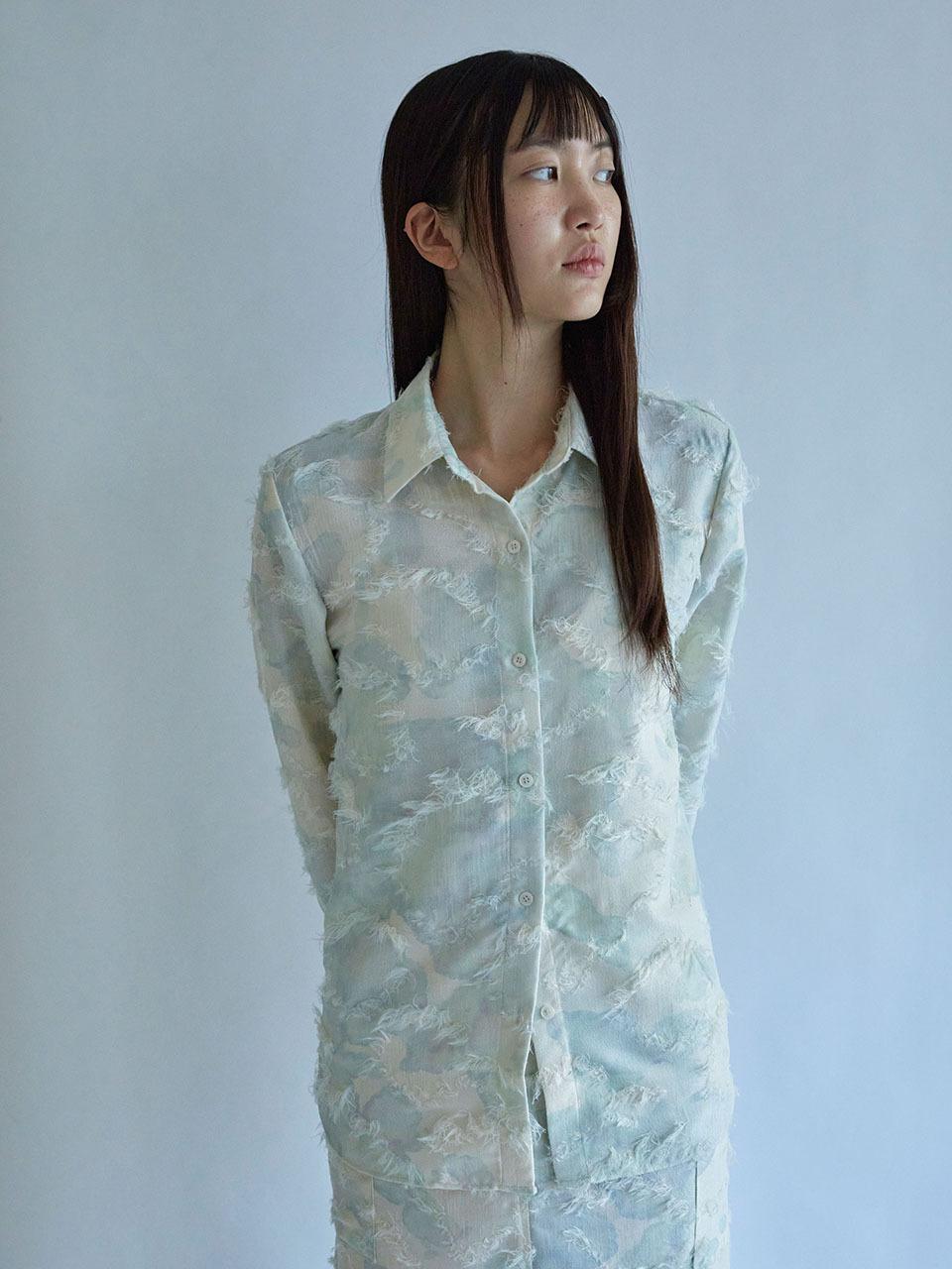 rysm Stain - graphed oversized fur shirts - Blue Green