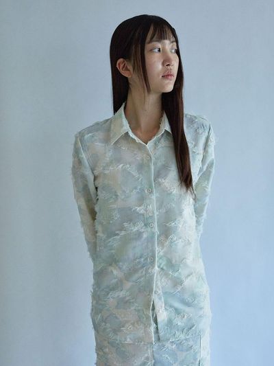rysm Stain - graphed oversized fur shirts - Blue Green