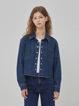 RYUL + WAI: DENIM CROP BASIC SHIRKET INDIGO