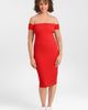 S3 Apparel S3 Apparel Sculpting Shapewear Rib Straight Neck Off The Shoulder Midi Dress - 1