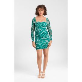S3 Apparel S3 Apparel Sculpting Shapewear Shirred Mesh Sweetheart Long Sleeve Mini Dress