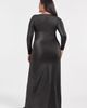 S3 Apparel S3 Apparel Sculpting Shapewear Shirred V-Neck Long Sleeve Metallic Maxi Dress - 3