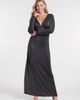 S3 Apparel S3 Apparel Sculpting Shapewear Shirred V-Neck Long Sleeve Metallic Maxi Dress - 5