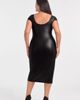 S3 Apparel S3 Apparel Sculpting Shapewear Square Neck Cap Sleeve Faux Leather Midi Dress - 3