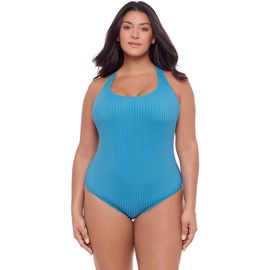 S3 Apparel S3 Apparel Smoothing and Sculpting Ribbed Scoopneck Crossback One-Piece Swimsuit