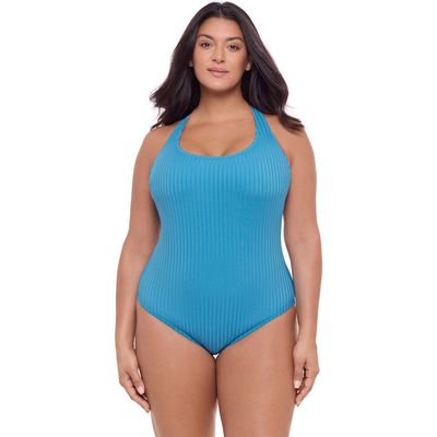 S3 Apparel S3 Apparel Smoothing and Sculpting Ribbed Scoopneck Crossback One-Piece Swimsuit
