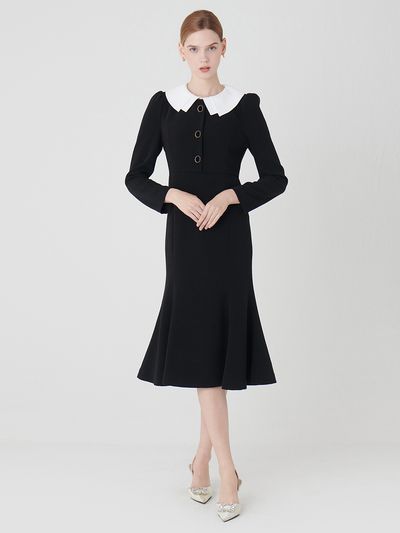 S BLANC Anni / Point Collar Mermaid Dress