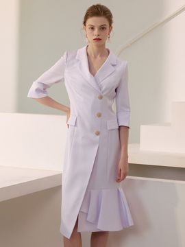 S BLANC Kate Tailored Collar Frill Detail Dress