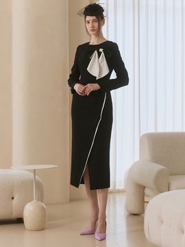 S BLANC Nepit / Slit Detail H-line Dress