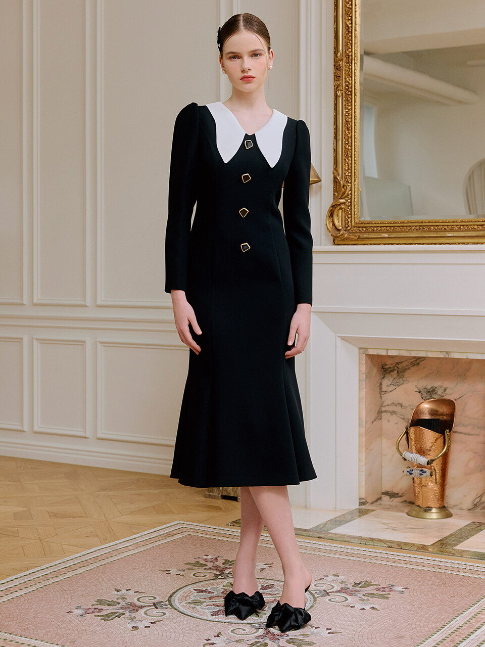 S BLANC Olga / Collar Detail Mermaid Dress _2 Colors