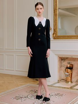 S BLANC Olga / Collar Detail Mermaid Dress _2 Colors