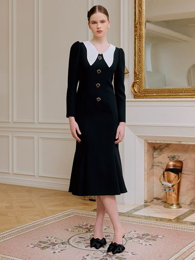 S BLANC Olga / Collar Detail Mermaid Dress _2 Colors
