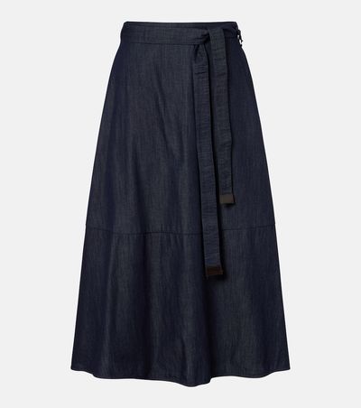 'S Max Mara 'S Max Mara Belted denim midi skirt