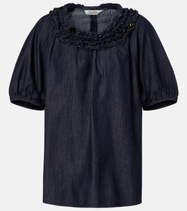 'S Max Mara 'S Max Mara Embellished ruffled denim blouse