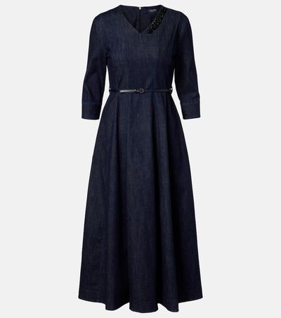 'S Max Mara 'S Max Mara Vela embellished belted denim midi dress