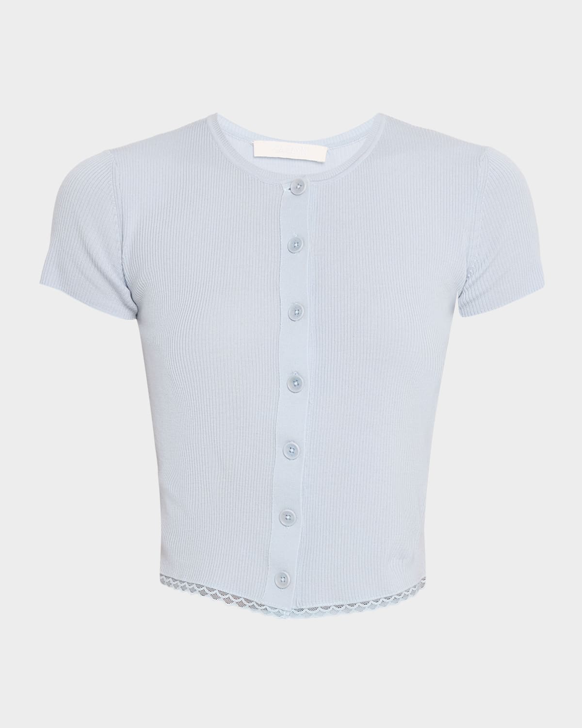 Sablyn Adelaide Slim Short-Sleeve Cardigan with Lace Trim