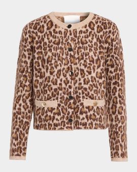 Sablyn Char Leopard Shrunken Cashmere Cardigan