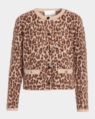 Sablyn Char Leopard Shrunken Cashmere Cardigan