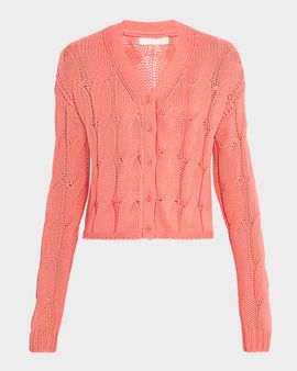 Sablyn Jolie Cropped Cable-Knit Cashmere Cardigan