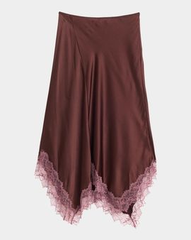 Sablyn Keri Asymmetric Lace-Trim Midi Skirt